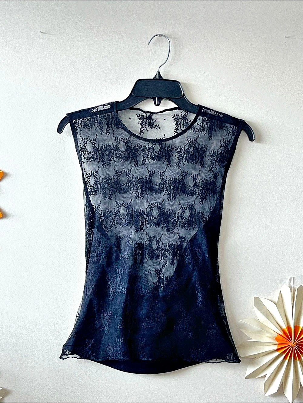 Abercrombie & Fitch Black Lace Overlay Sleeveless Top